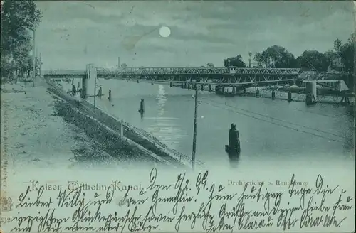 Ansichtskarte Holtenau-Kiel Holtenå Mondscheinlitho Kaiser Wilhelm Kanal 1899
