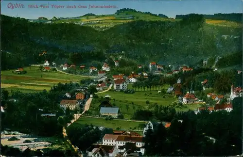 Ansichtskarte Oybin Blick vom Töpfer nach dem Johannisstein 1920 