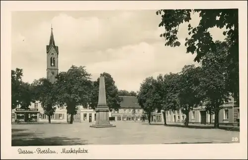 Ansichtskarte Roßlau (Elbe)-Dessau-Roßlau Marktplatz -Denkmal 1932 