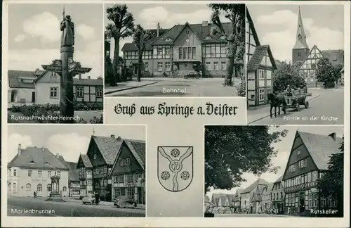 Ansichtskarte Springe 5 Bild: Bahnhof, Marienbrunnen, Ratskeller 1968 