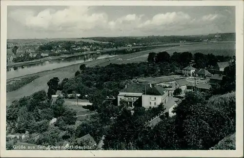 Ansichtskarte Seußlitz-Nünchritz (Elbe) Blick auf Stadt und Gasthaus 1941 