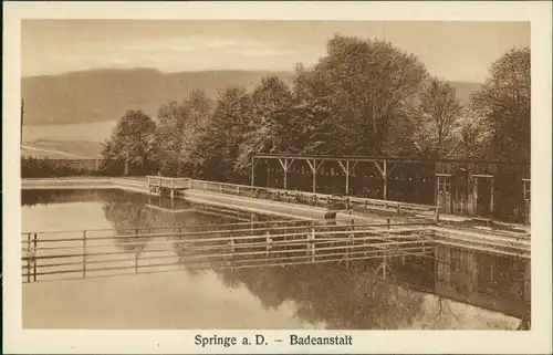 Ansichtskarte Springe Partie an der - Badeanstalt 1919 