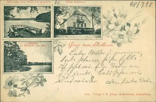 Ansichtskarte Eutin 3 Bild: Hotel, Terrasse, Ugleisee Kellersee 1898 