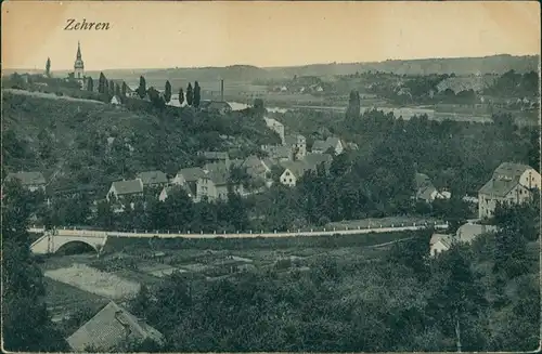 Ansichtskarte Zehren-Diera-Zehren Blick auf die Stadt 1919 