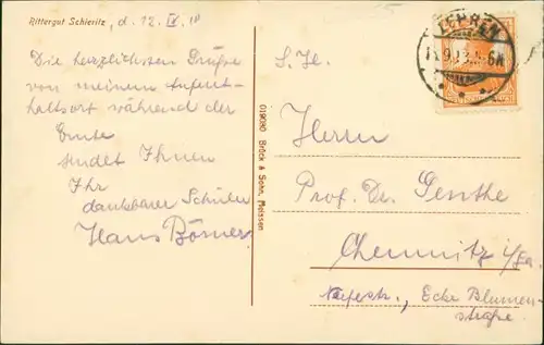 Ansichtskarte Schieritz-Diera-Zehren Rittergut 1913 