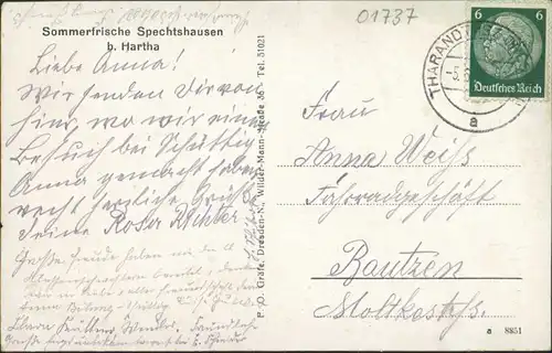 Ansichtskarte Spechtshausen-Tharandt 2 Bild: Stadtansichten 1934 