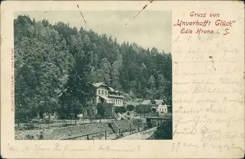 Edle Krone-Klingenberg (Sachsen) Gasthaus Unverhofft Glück 1906 