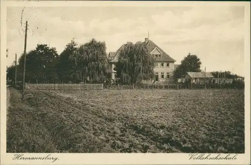 Ansichtskarte Hermannsburg Partie an der Volkshochschule 1929 