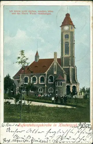Postcard Klostergrab Hrob Besucher vor der Kirche 1906 