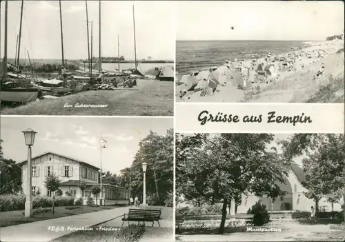 Zempin Am Achterwasser, FDGB-Ferienheim Frieden, Musikpavillon, Strand 1977