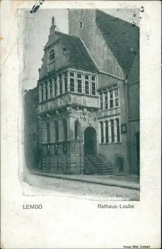 Ansichtskarte Lemgo Partie an der Rathaus Laube 1913 