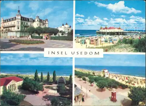Usedom Zinnowitz - FDGB-Heim Glück auf, Ahlbeck - Seebrücke Strand g1969