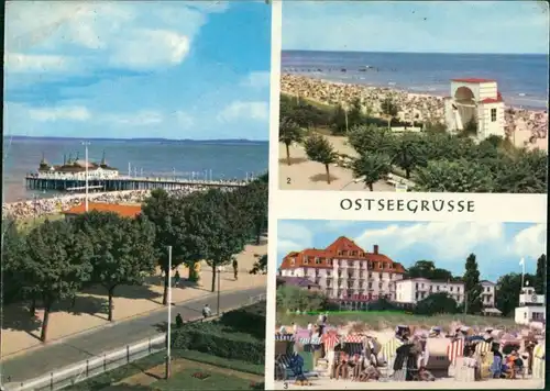 Usedom Ahlbeck: Seebrücke, Bansin Heringsdorf: FDGB-Heim Solidarität g1967