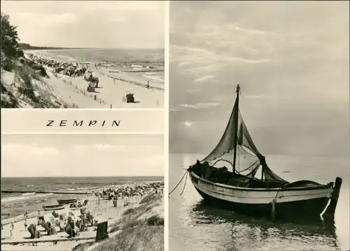 Zempin Strand, Fischerboot Ansichtskarte c1980
