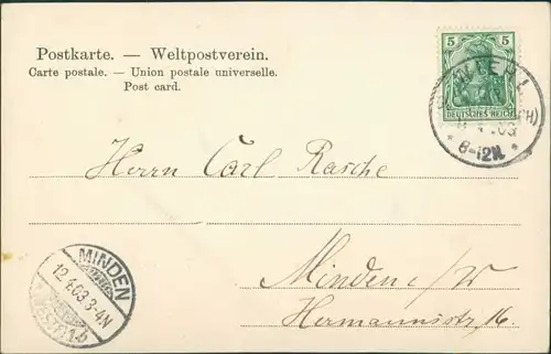 Barmen-Wuppertal Farn-Ornamentik: Partie am Tölleturm 1903 Passepartout