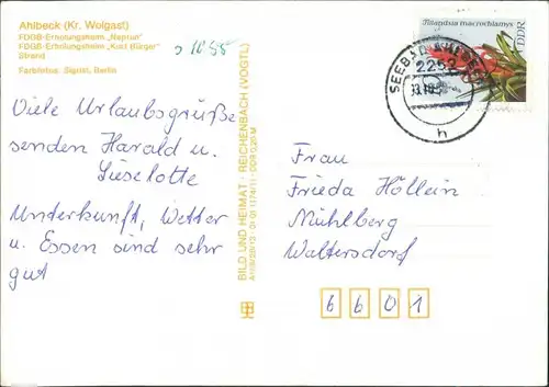 Ahlbeck (Usedom) FDGB-Erholungsheim Neptun und Kurt Bürger, Strand g1988