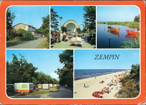 Zempin FDGB-Erholungsheim "Frieden",  Achterwasser, Campingplatz, Strand g1989