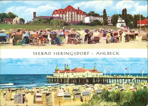 Ansichtskarte Heringsdorf, FDGB-Heim, Ahlbeck, Seebrücke g1969