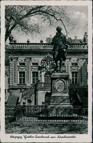 Ansichtskarte Zentrum-Leipzig Goethe-Denkmal am Naschmarkt 1952