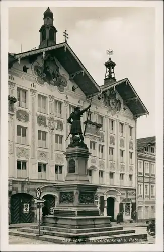 Ansichtskarte Bad Tölz Winzerdenkmal u. Rathaus 1930