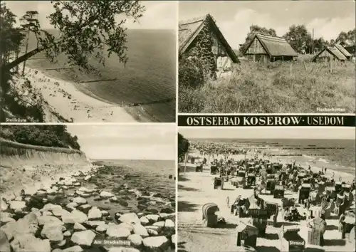 Koserow Steilküste mit Strand, Fischerhütten, Am Streckelberg, Strand   1970