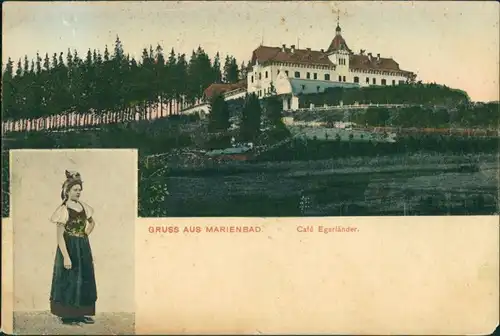 Marienbad Mariánské Lázně Cafe Egerländer - Trachtenfrau 2Bild 1910