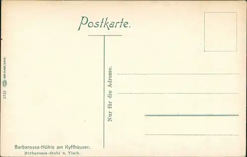 Rottleben (Thüringen) Barbarossahöhle Kyffhäuser - Barbarossa-Stuhl Tisch 1914