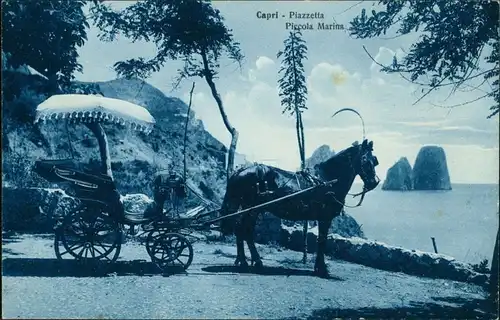 Cartoline Capri Piccola Marina - Kutsche u. Pferd 1920 