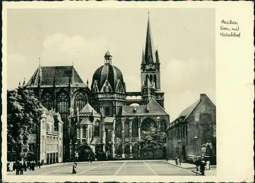 Ansichtskarte Aachen Aachener Dom mit Katschhof 1953
