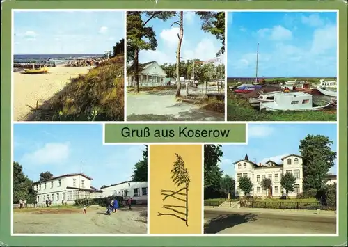 Koserow Strand, Campingplatz Anmeldung, Bootshafen am Achterwasser  g1988