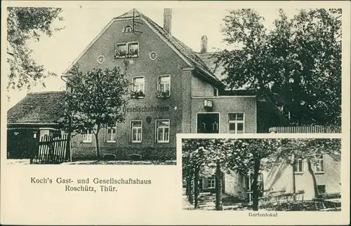 Ansichtskarte Roschütz-Gera Koch's Gast- und Gesellschaftshaus 1924