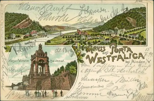 Litho AK Porta Westfalica Kaiser-Wilhelm-Denkmal - Porta Westfalica 1899 