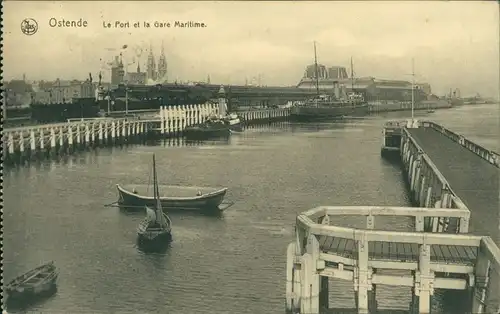 Postkaart Ostende Oostende Hafen - Kai mit Hochseeschiff 1915