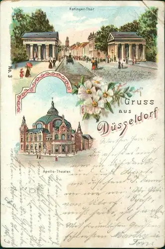 Ansichtskarte Litho AK Düsseldorf Ratinger-Thor, Apollo-Theater 1899 