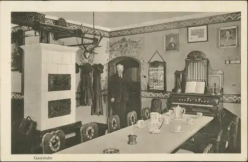 Ansichtskarte Zöblitz Gaststube - Innenansicht 1923