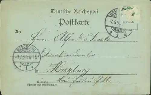 Mondschein Ansichtskarte Magdeburg Augustastraße mit Kgl. Palais 1898