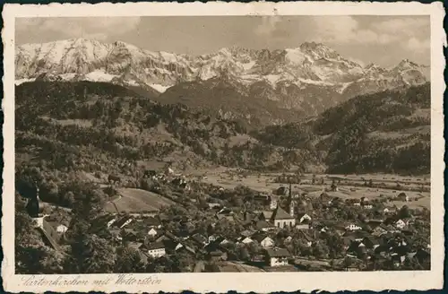 Ansichtskarte Garmisch-Partenkirchen Panorama-Ansicht mit Wetterstein 1927