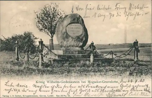 CPA Gravelotte König Wilhelm-Gedenkstein 1903