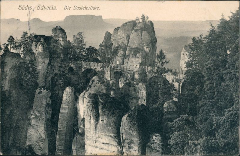 Basteifelsen und Basteibrücke in der Sächsischen Schweiz Ansichtskarte