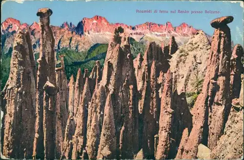 Cartoline Bozen Bolzano Erdpyramiden am Ritten 1914