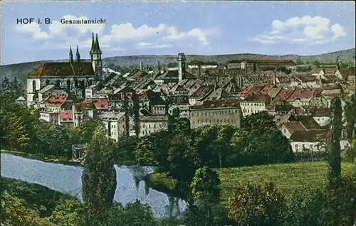 Foto Hof (Saale) Panorama-Ansicht - Zeichnung 1927