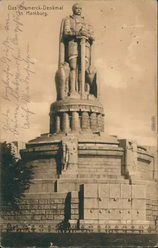 Ansichtskarte St. Pauli-Hamburg Bismarck-Denkmal 1917
