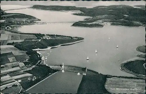 Körbecke (Möhnesee) Luftbilder mit Staumauer - Segelbooten 1965