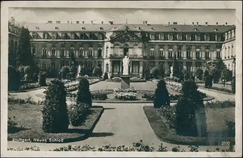 Ansichtskarte Stuttgart Neues Schloss mit Park 1930