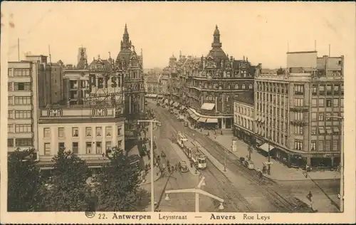 Postkaart Antwerpen Anvers Straße mit Straßenbahn 1940