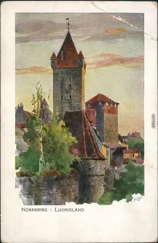 Ansichtskarte Nürnberg Luginsland - Gemälde 1909
