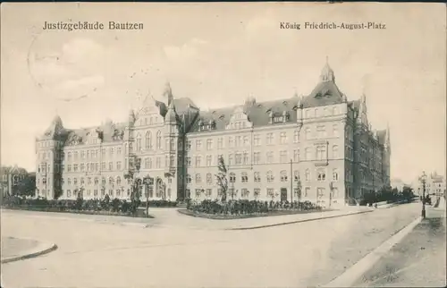 Ansichtskarte Bautzen Budyšin Justiz-Gebäude 1913