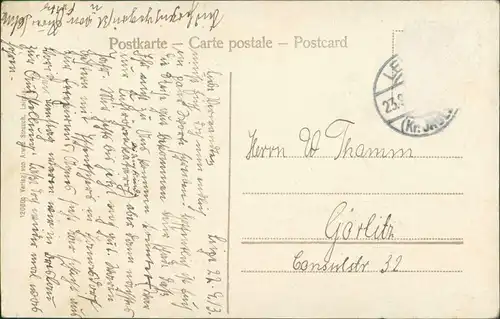 Postcard Dux Duchcov Lutherkirche 1912 