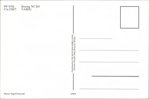 Ansichtskarte  Flugzeug PP-VNL C/n 23057 Boeing 767 205 VARIG 1980