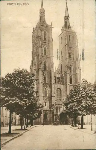 Postcard Breslau Wrocław Partie am Dom 1926 